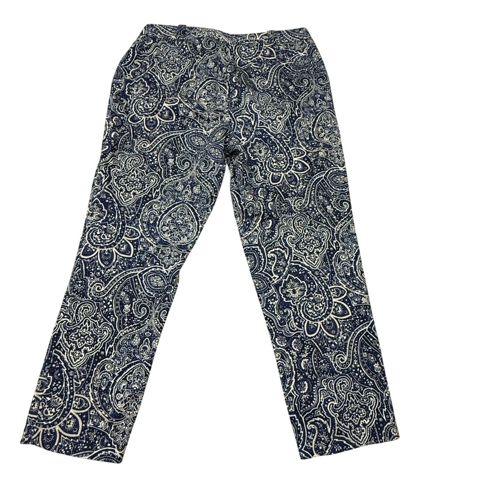 Charter‎ Club Petite Classic Fit Paisley Ankle Pants Navy White 14P Stretch